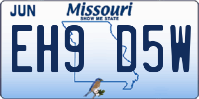 MO license plate EH9D5W