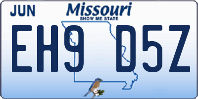 MO license plate EH9D5Z
