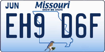 MO license plate EH9D6F