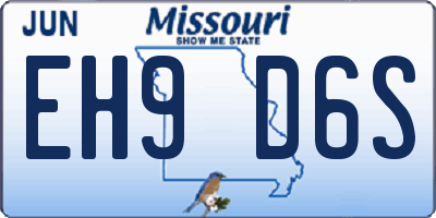 MO license plate EH9D6S