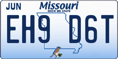MO license plate EH9D6T