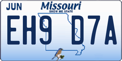 MO license plate EH9D7A
