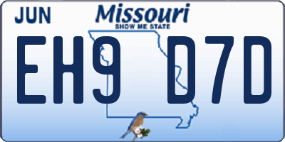 MO license plate EH9D7D