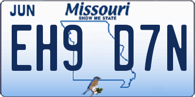 MO license plate EH9D7N