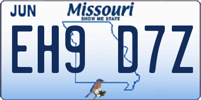 MO license plate EH9D7Z