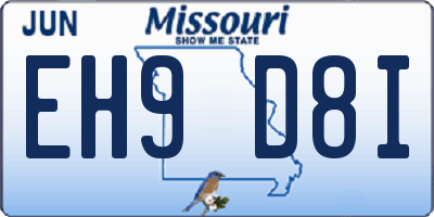 MO license plate EH9D8I