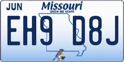 MO license plate EH9D8J