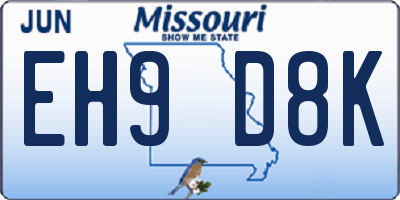 MO license plate EH9D8K