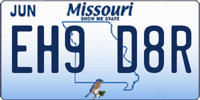 MO license plate EH9D8R