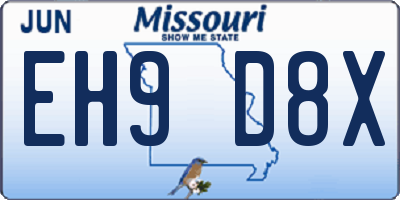 MO license plate EH9D8X