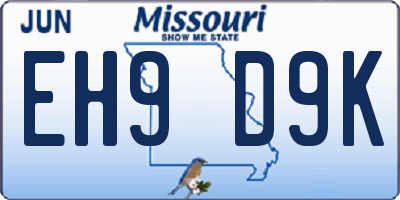 MO license plate EH9D9K