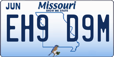 MO license plate EH9D9M