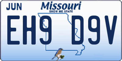 MO license plate EH9D9V
