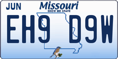 MO license plate EH9D9W