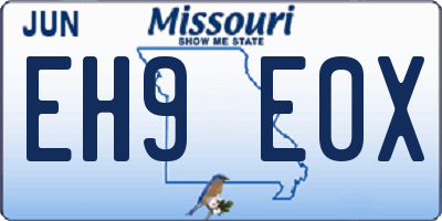 MO license plate EH9E0X