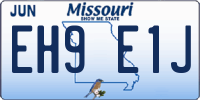 MO license plate EH9E1J