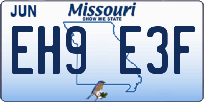 MO license plate EH9E3F