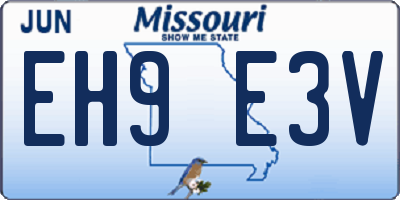 MO license plate EH9E3V