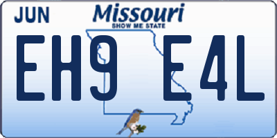 MO license plate EH9E4L