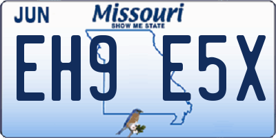 MO license plate EH9E5X