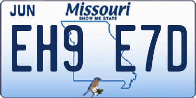 MO license plate EH9E7D