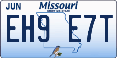 MO license plate EH9E7T