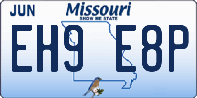MO license plate EH9E8P