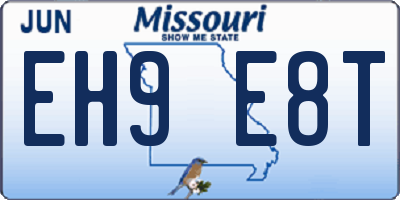 MO license plate EH9E8T