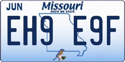 MO license plate EH9E9F