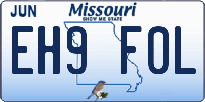 MO license plate EH9F0L