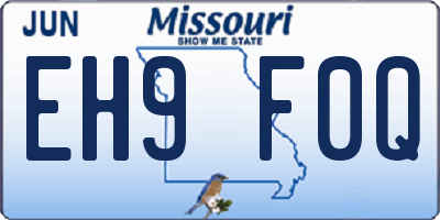 MO license plate EH9F0Q