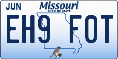 MO license plate EH9F0T