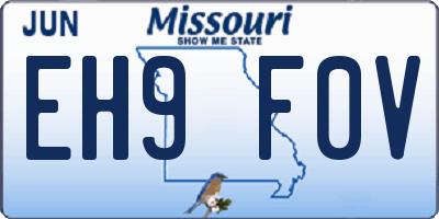 MO license plate EH9F0V