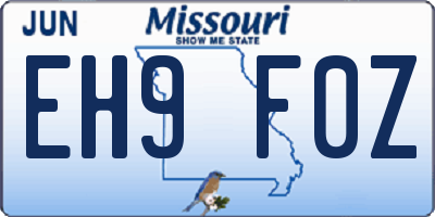 MO license plate EH9F0Z