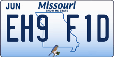 MO license plate EH9F1D
