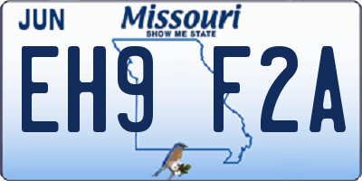 MO license plate EH9F2A