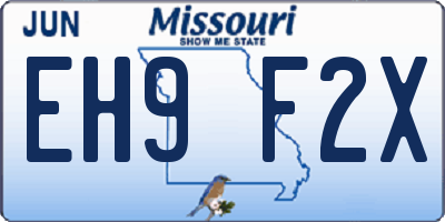 MO license plate EH9F2X