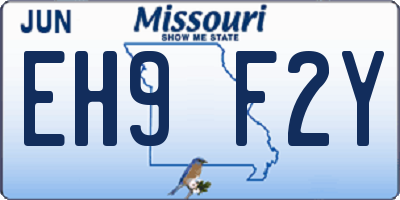 MO license plate EH9F2Y