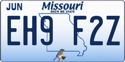 MO license plate EH9F2Z