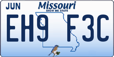 MO license plate EH9F3C