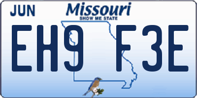 MO license plate EH9F3E