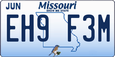 MO license plate EH9F3M