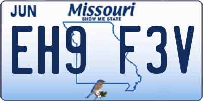 MO license plate EH9F3V