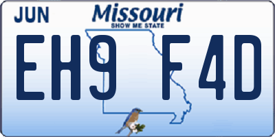 MO license plate EH9F4D