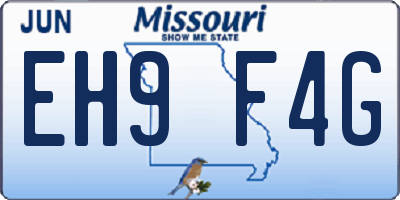 MO license plate EH9F4G