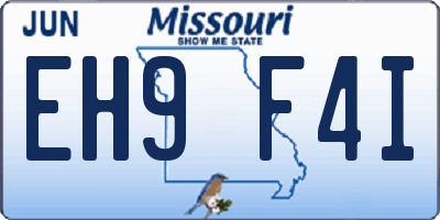 MO license plate EH9F4I
