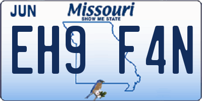 MO license plate EH9F4N