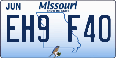 MO license plate EH9F4O