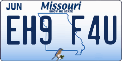 MO license plate EH9F4U