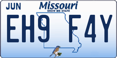 MO license plate EH9F4Y
